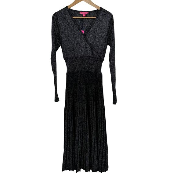 Betsey Johnson Silver Pleated Metallic Knit Midi Dress Size L NWT - Picture 5 of 13